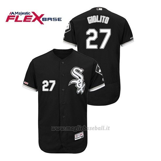 Maglia Baseball Uomo Chicago White Sox Lucas Giolito 150th Aniversario Patch Flex Base Nero